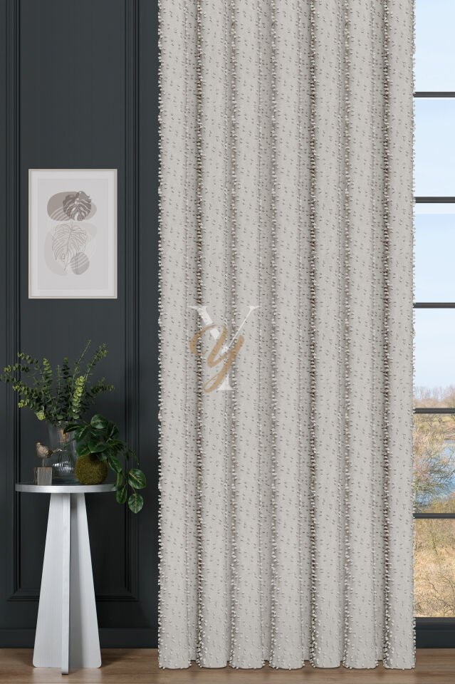 Linda Fon Perde V-6001-S Krem Simli Numune