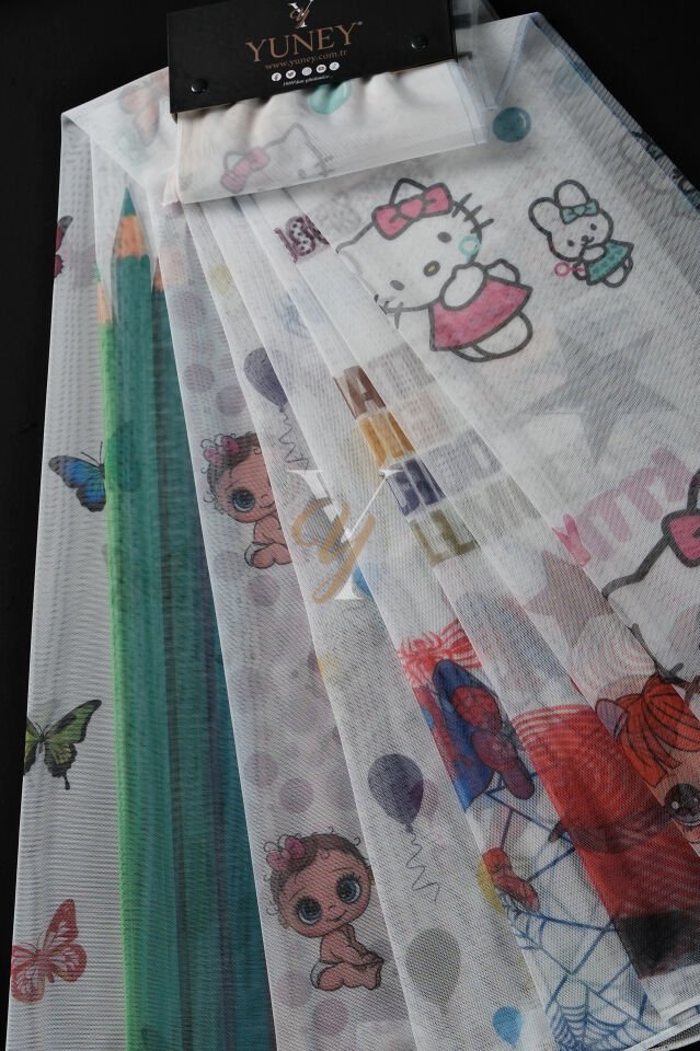 Baskılı Kurşunlu Grek Tül Perde Çocuk Kartela