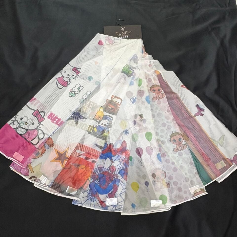 Baskılı Kurşunlu Grek Tül Perde Çocuk Kartela