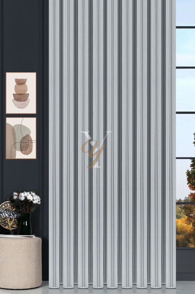 Simli Çift Makarna Tül Perde 2201 V-Altın