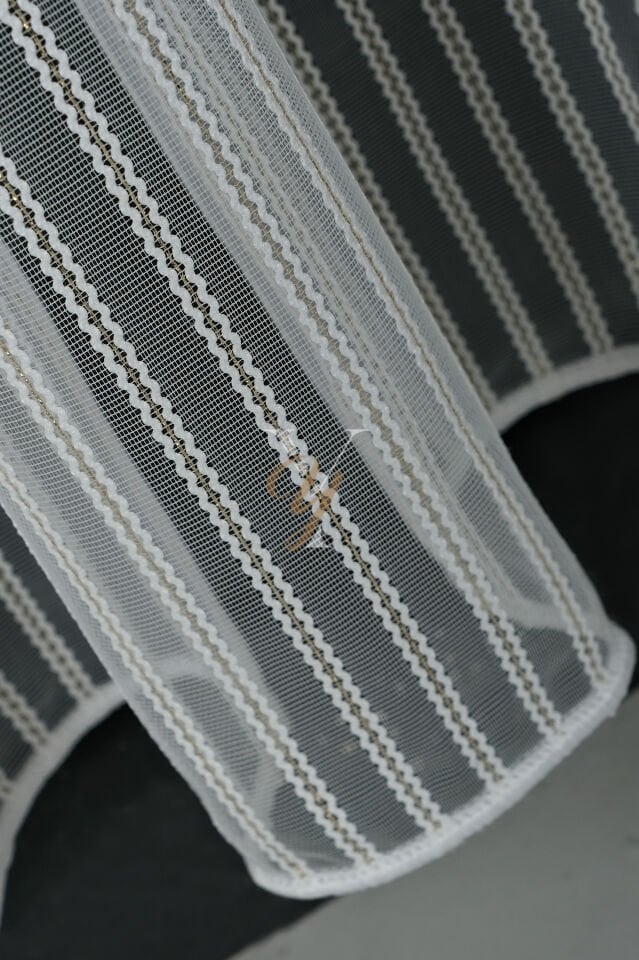 Simli Çift Makarna Tül Perde 2201 V-Altın