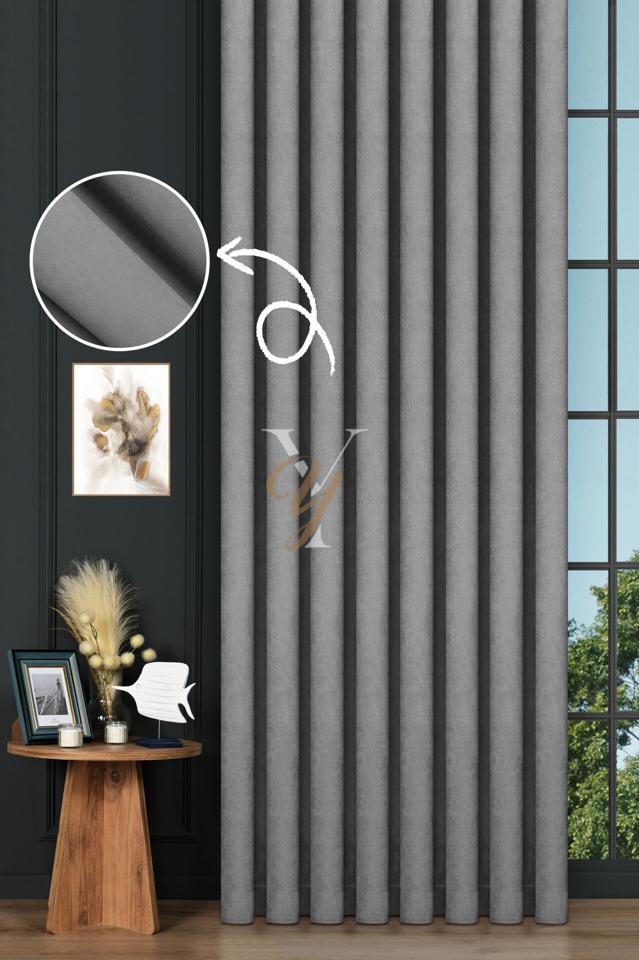 Petek Fon Perde V-1029 Gümüş Gri