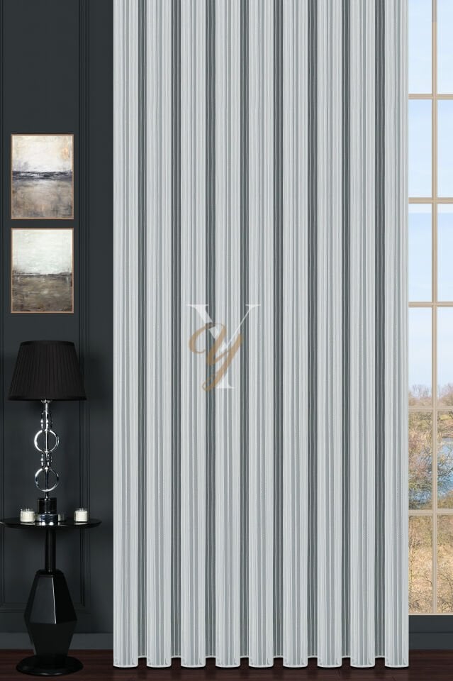 Simli Çift Makarna Tül Perde 2201 V-Gümüş