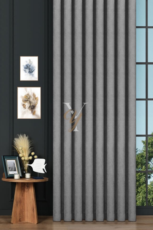 Petek Fon Perde V-1029 Gümüş Gri