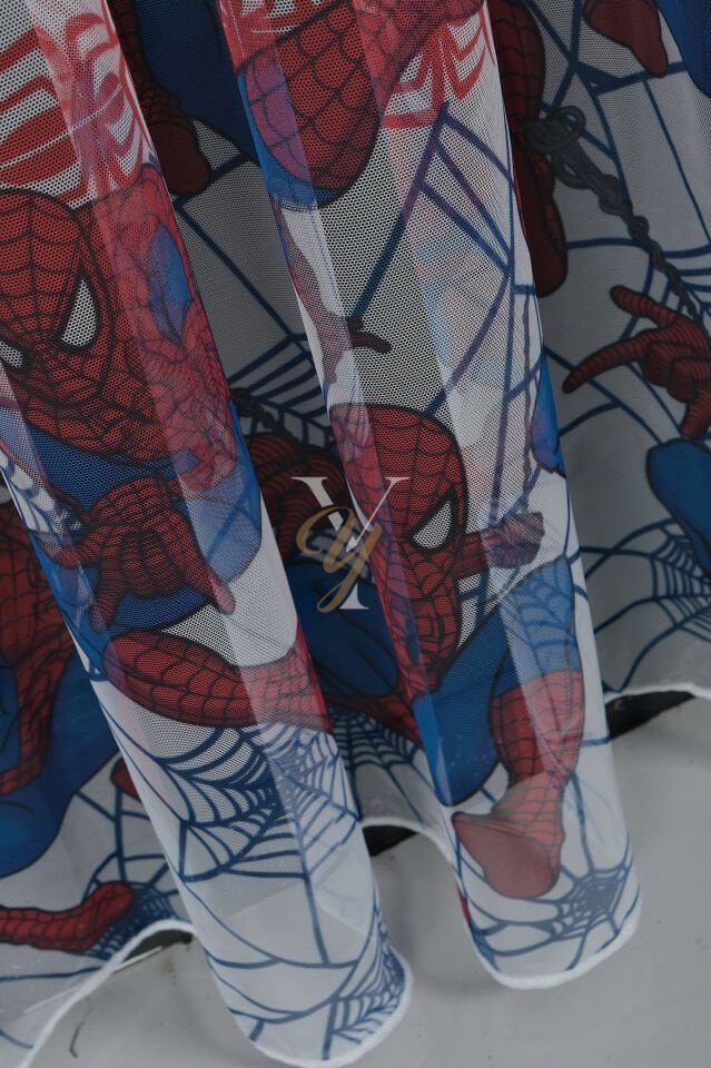 Baskılı Kurşunlu Grek Tül Perde Çocuk Örümcek