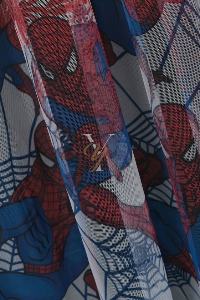 Baskılı Kurşunlu Grek Tül Perde Çocuk Örümcek