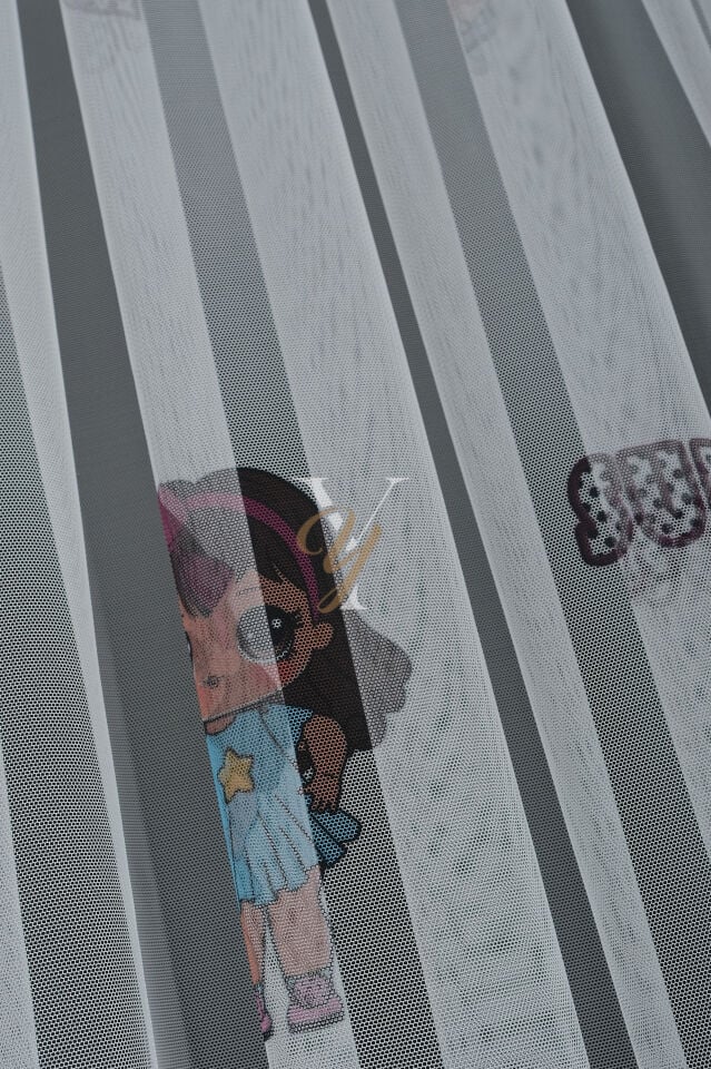 Baskılı Kurşunlu Grek Tül Perde Çocuk S.Sürpriz