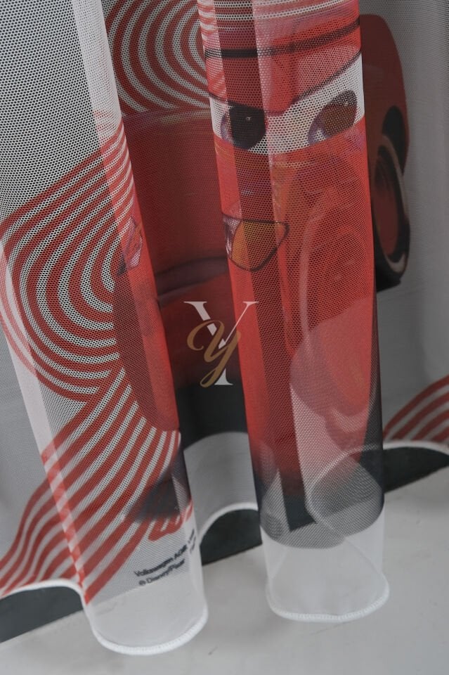 Baskılı Kurşunlu Grek Tül Perde Çocuk Araba