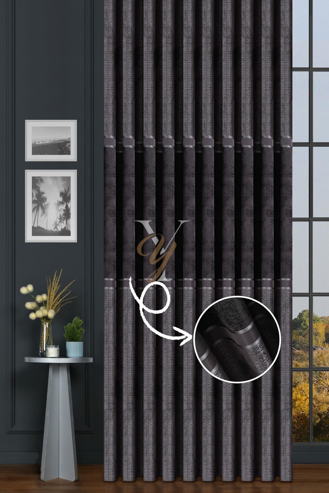 Leonessa Pano Fon Perde V-2502 Antrasit Numune
