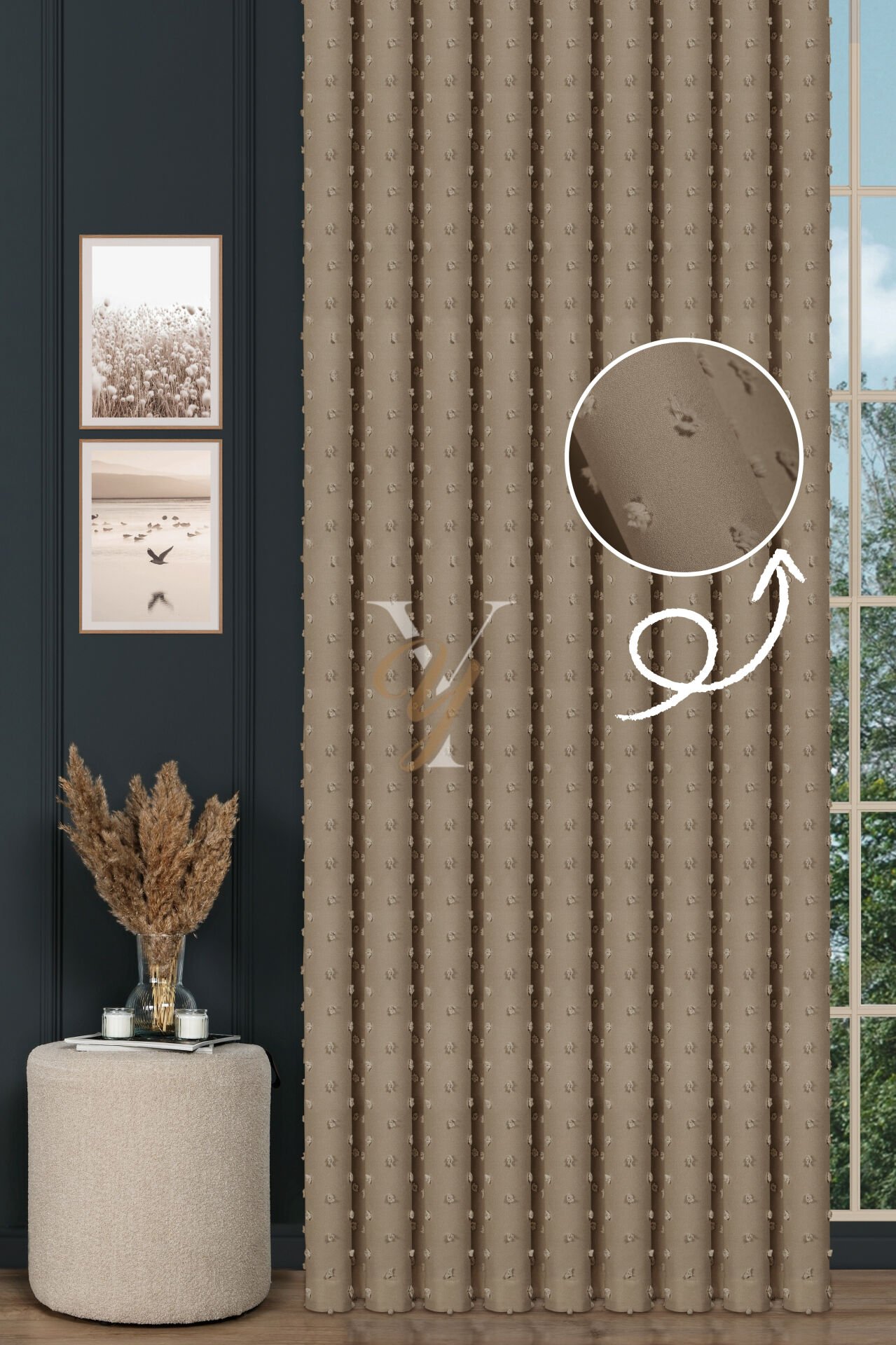 Armani Fon Perde V-678 Koyu Krem