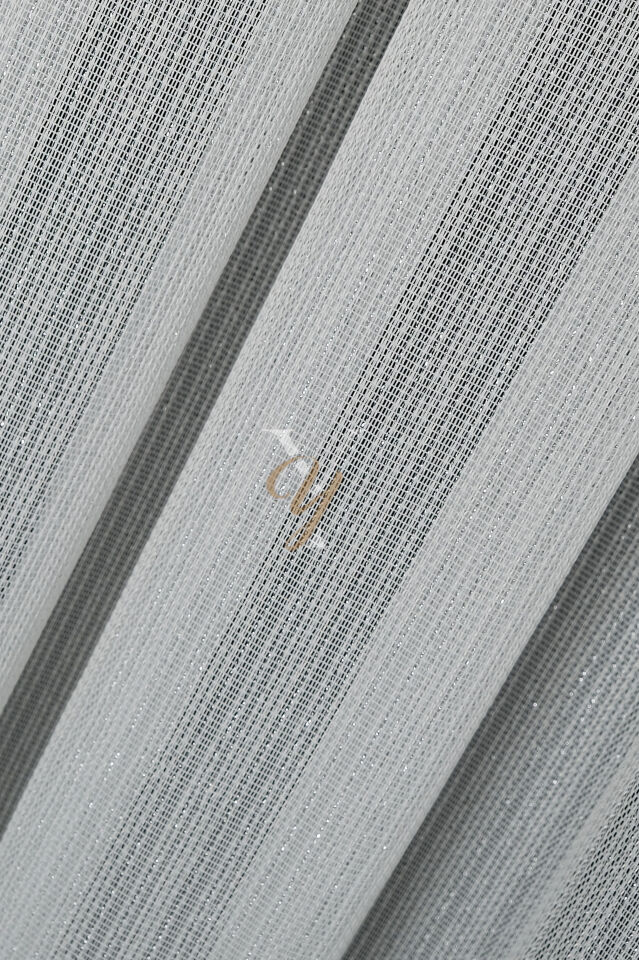 9193 Tül Perde V-Gümüş Simli