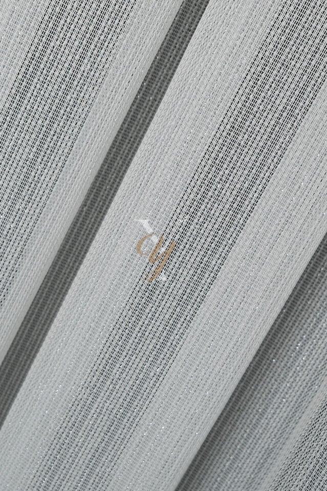 9193 Tül Perde V-Gümüş Simli