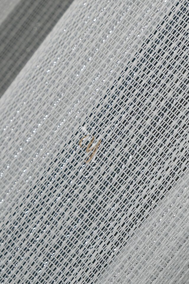 9193 Tül Perde V-Gümüş Simli