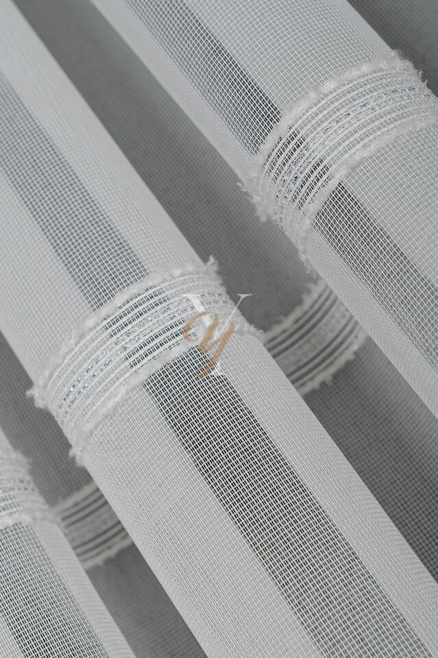 9205 Tül Perde V-02 Gümüş