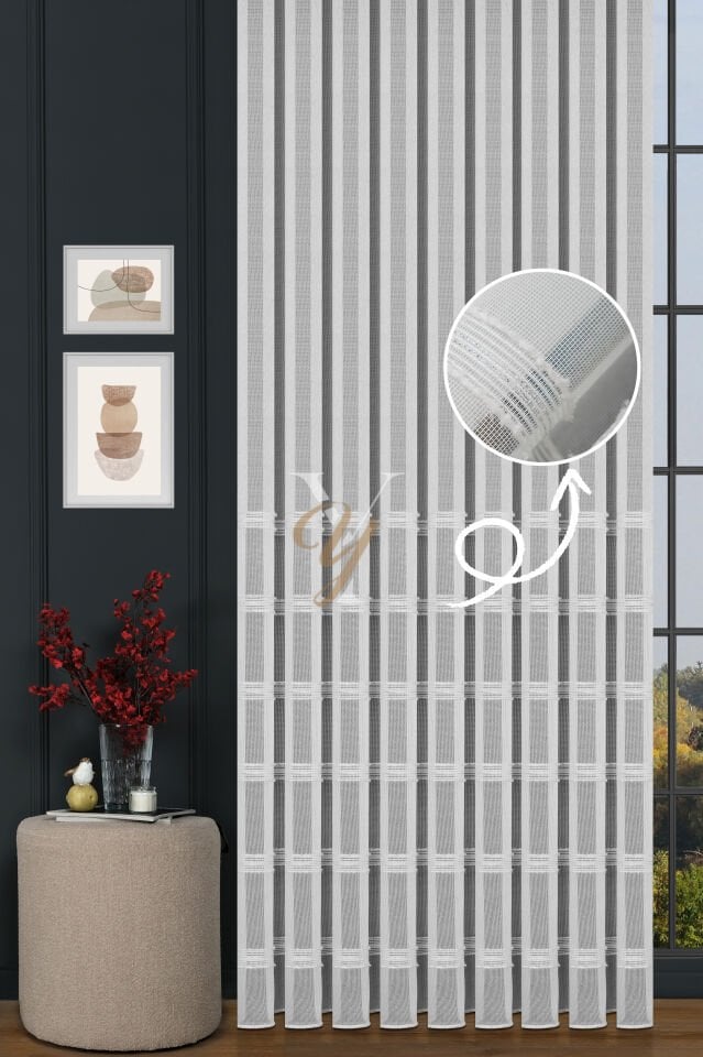 9205 Tül Perde V-02 Gümüş