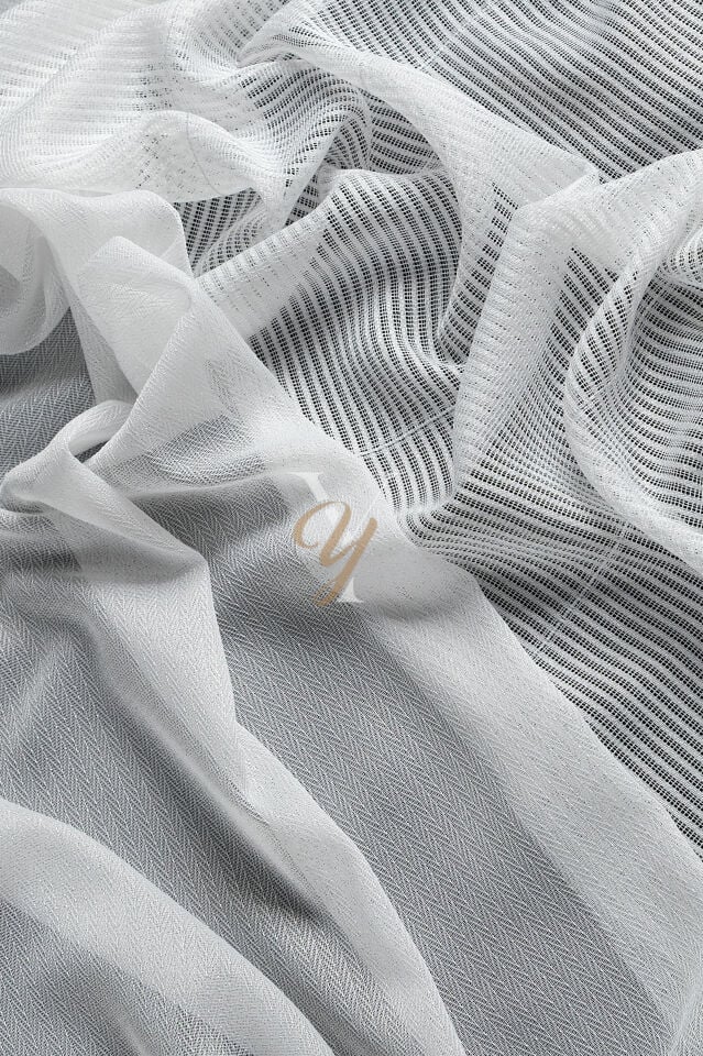 5033 Tül Perde V-Gümüş Simli