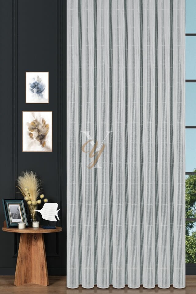 5033 Tül Perde V-Gümüş Simli