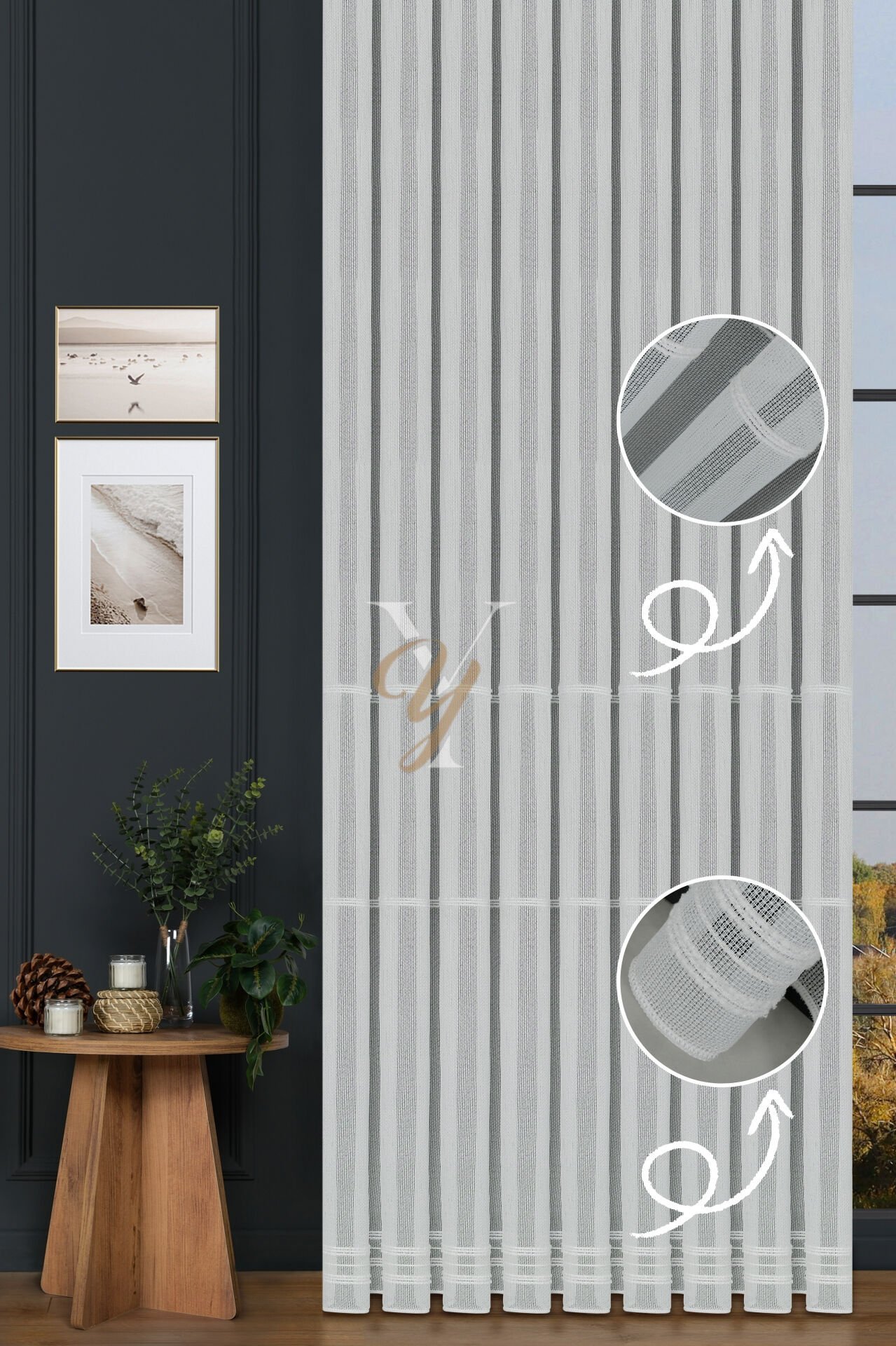 6207 Tül Perde V-Ekru