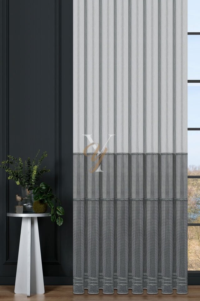 6207 Tül Perde V-Gri