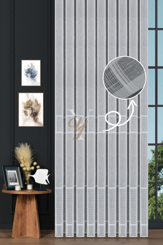 5505 Tül Perde V-01 Ekru