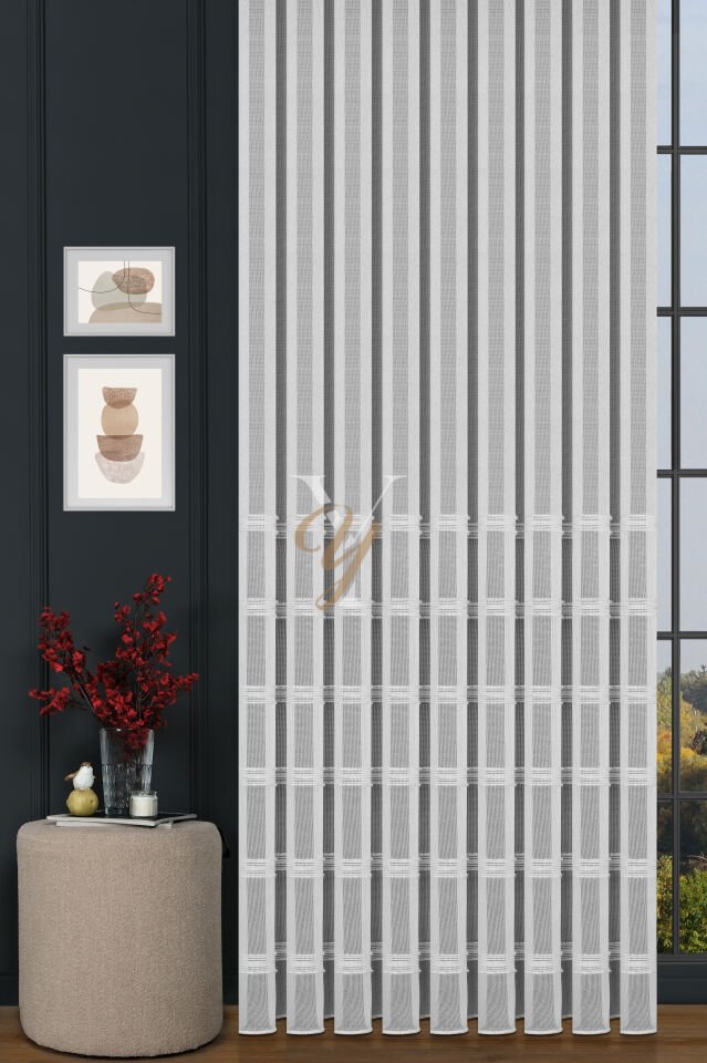 9205 Tül Perde V-02 Gümüş Kesim