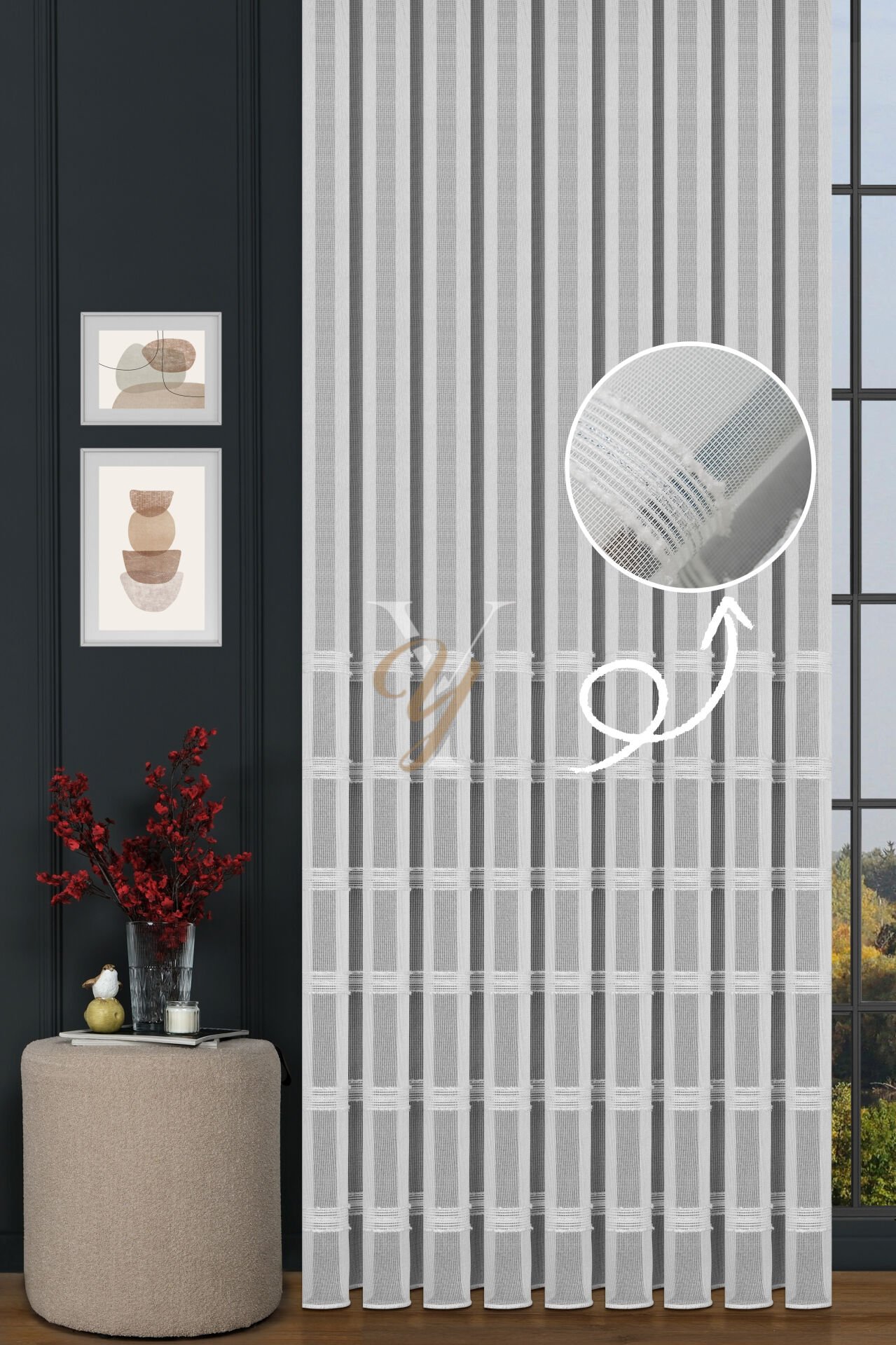 9205 Tül Perde V-02 Gümüş Top Seçimi