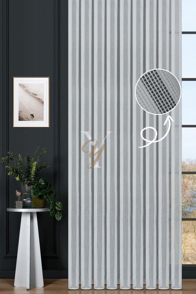 6401 Tül Perde V-Şeffaf Simli