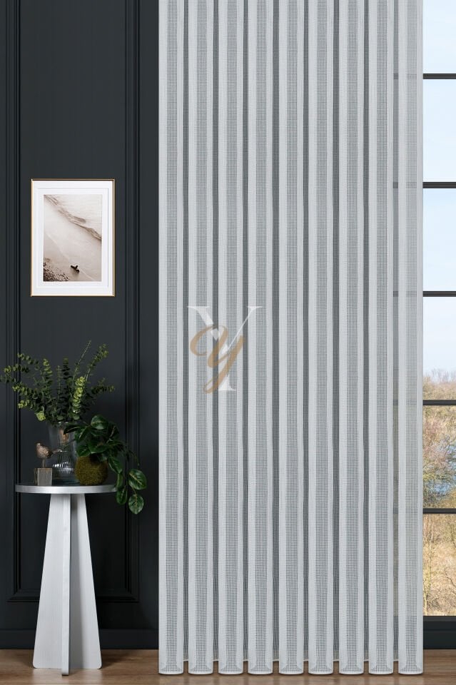 6401 Tül Perde V-Şeffaf Simli