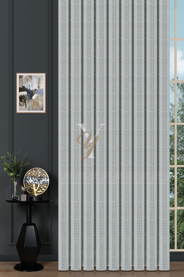 5504 Tül Perde V-01 Ekru