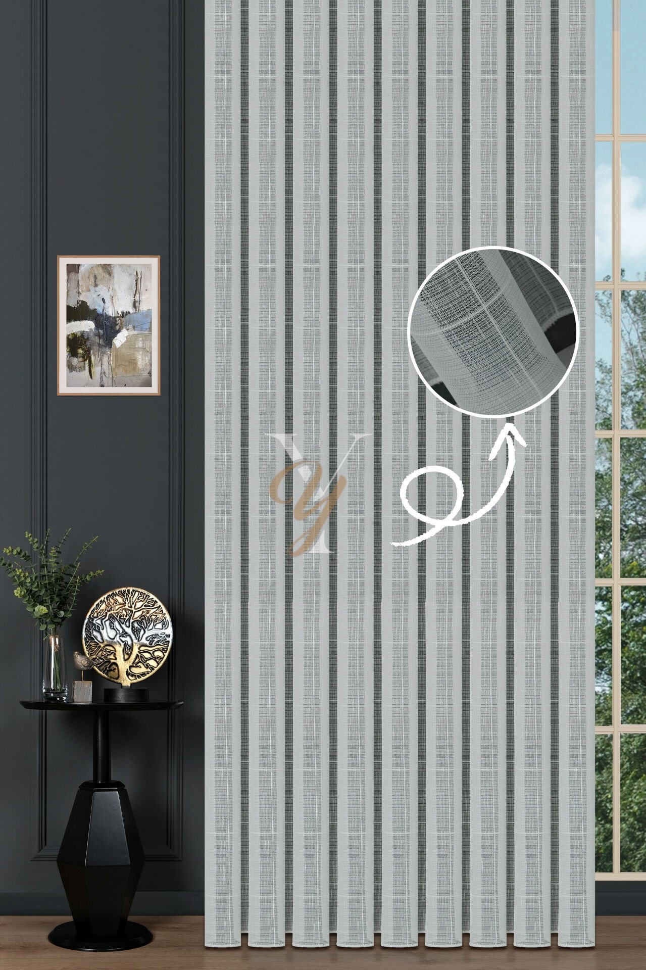 5504 Tül Perde V-01 Ekru