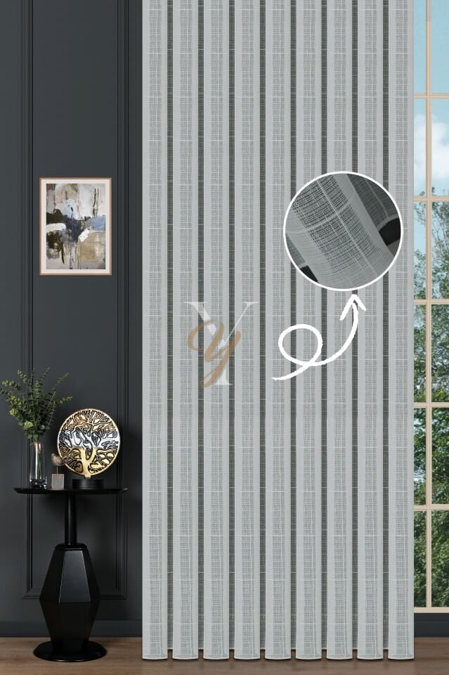 5504 Tül Perde V-01 Ekru