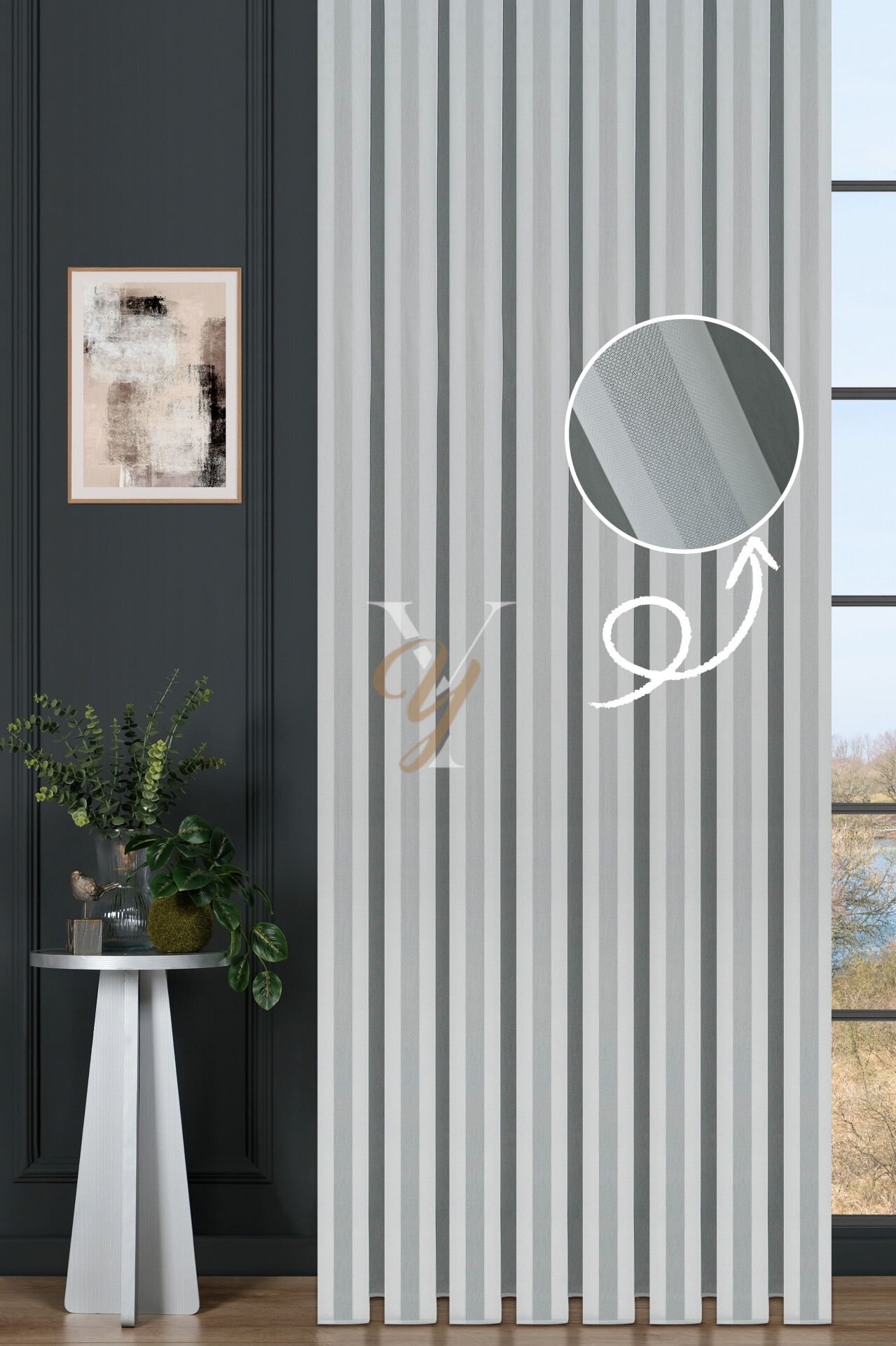 4557 Tül Perde V-01 Ekru