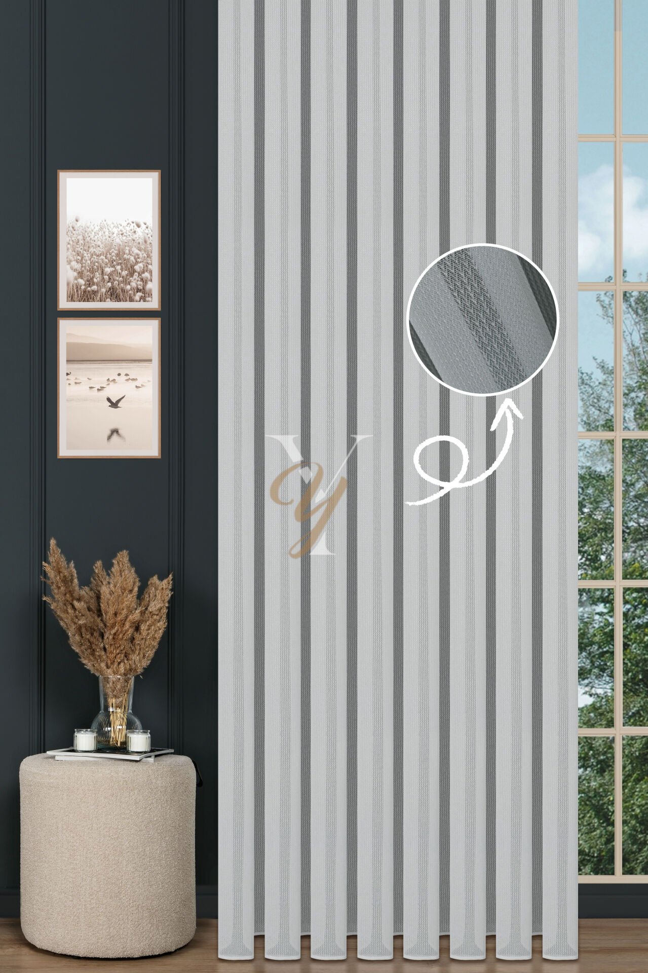 4609 Tül Perde V-01 Ekru