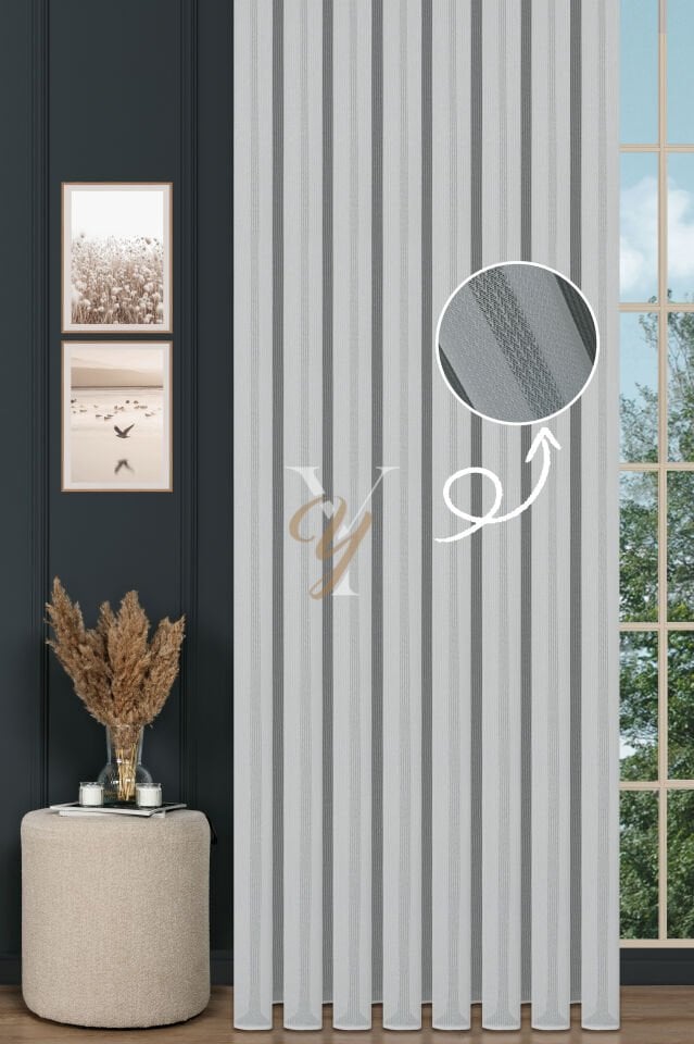 4609 Tül Perde V-01 Ekru