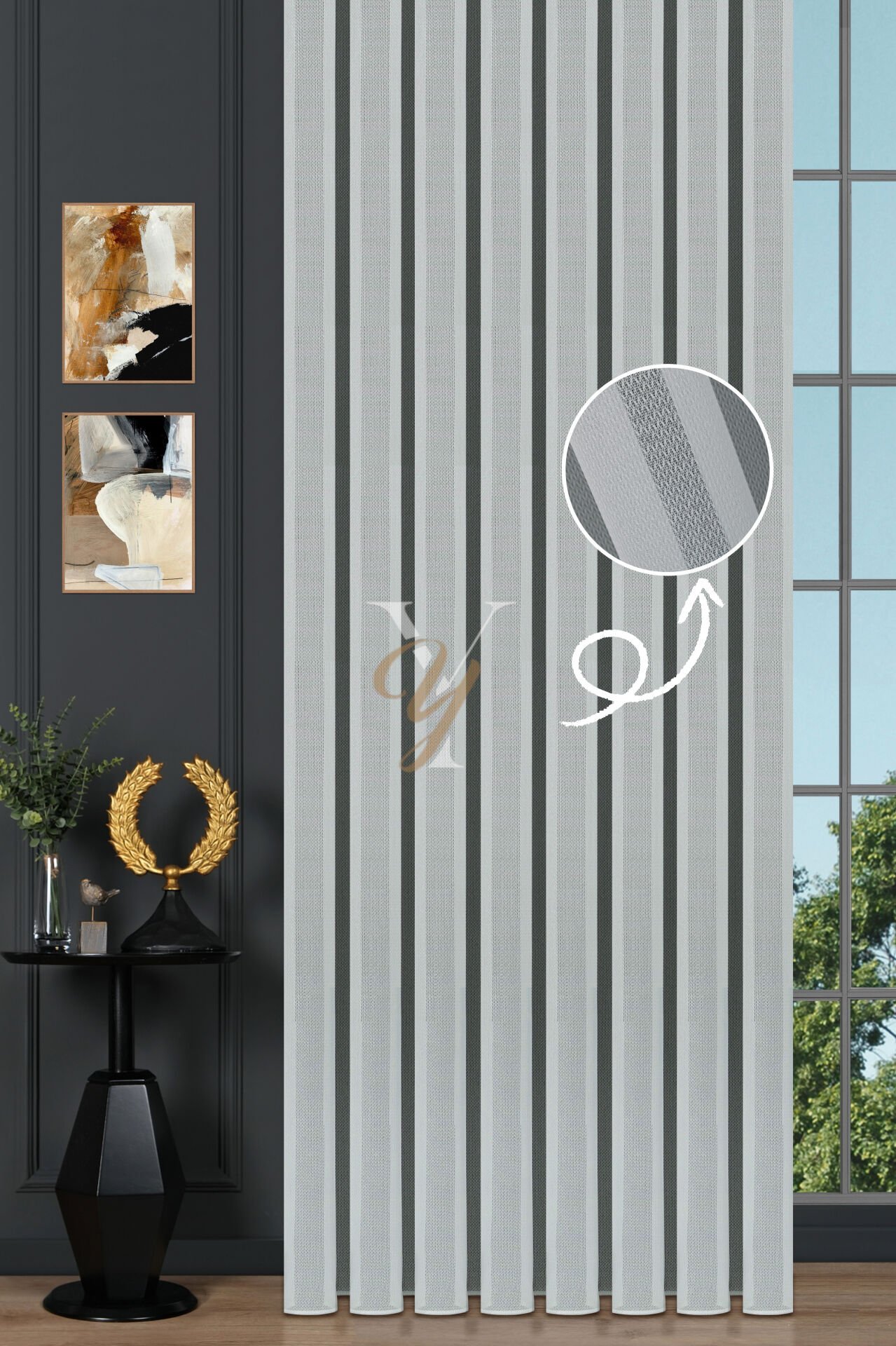 4610 Tül Perde V-01 Ekru