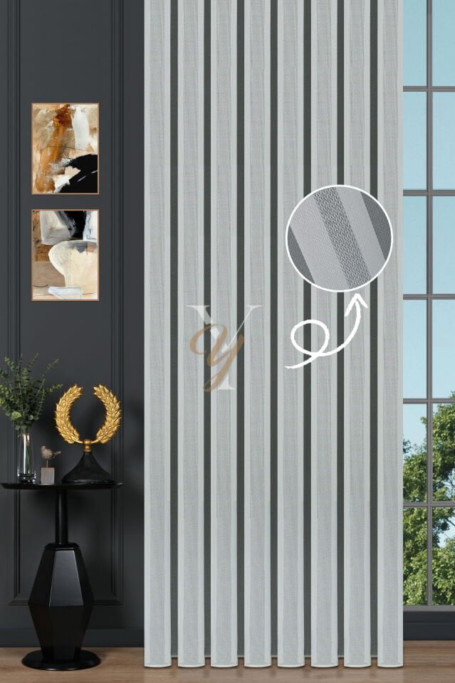 4610 Tül Perde V-01 Ekru