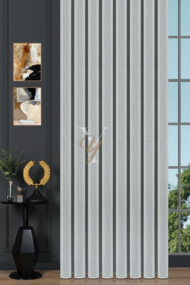 4610 Tül Perde V-01 Ekru