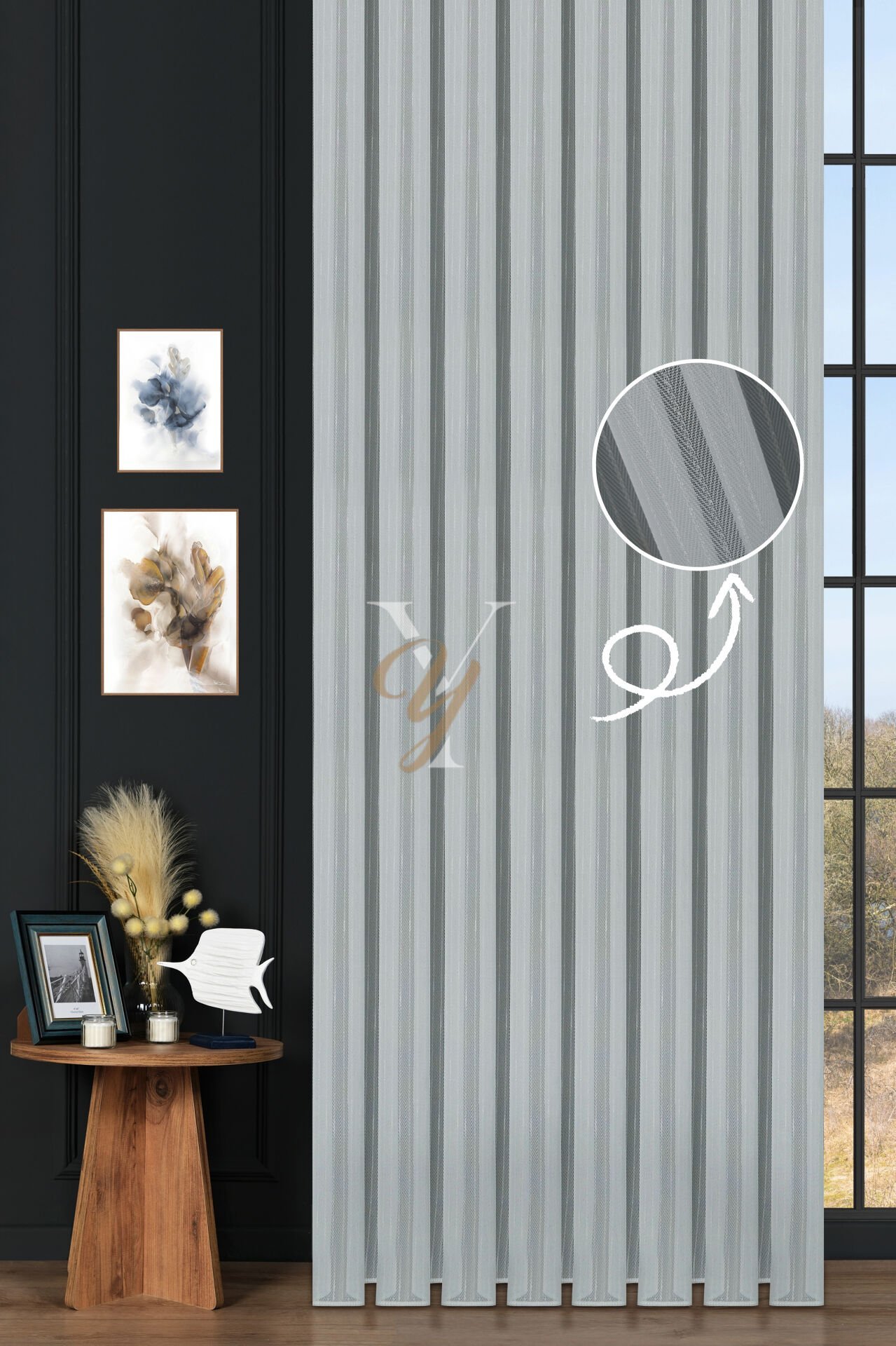 4611 Tül Perde V-01 Ekru