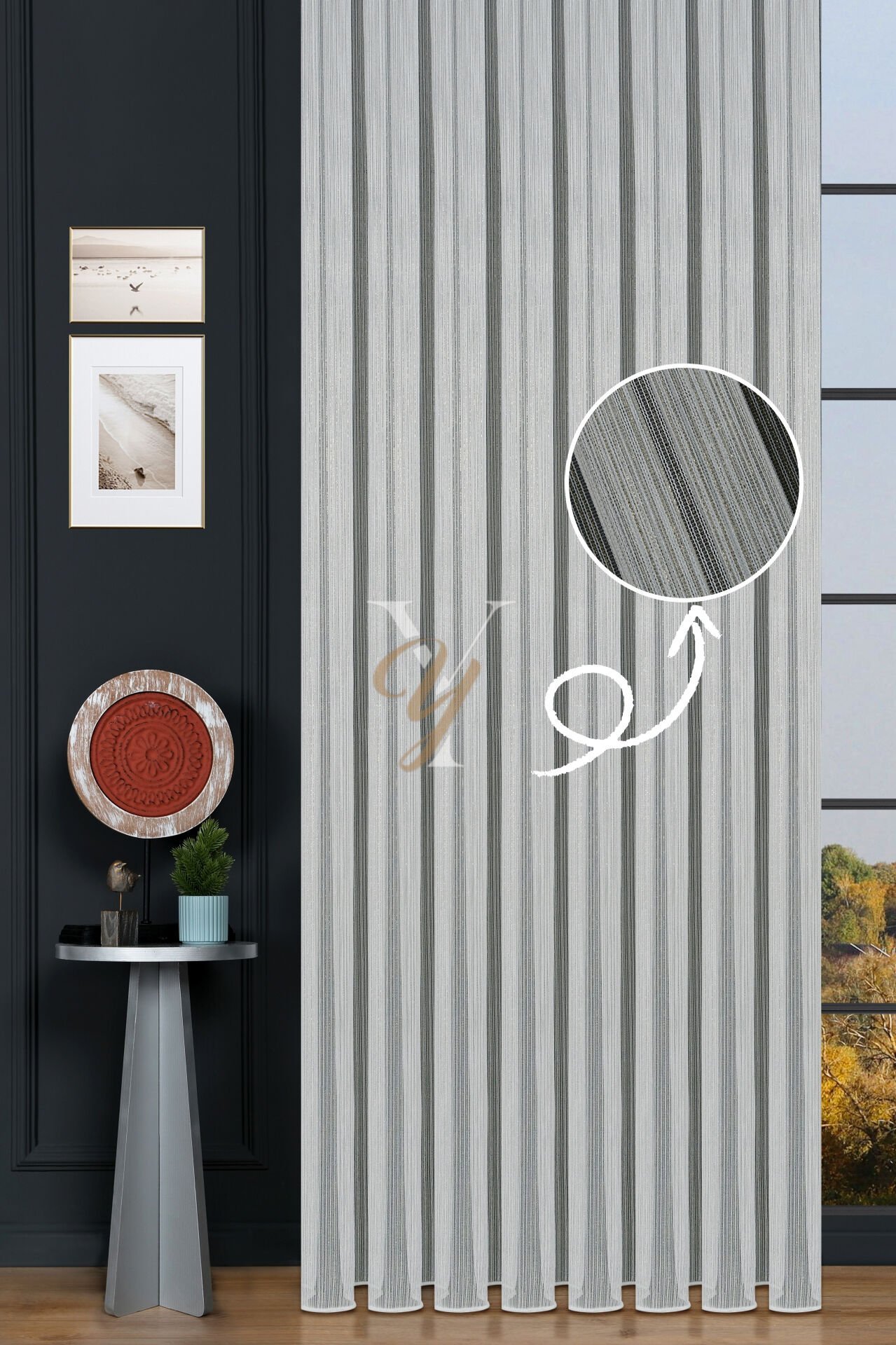 Yasemin Raporlu Çelik Tül Perde V-Gold