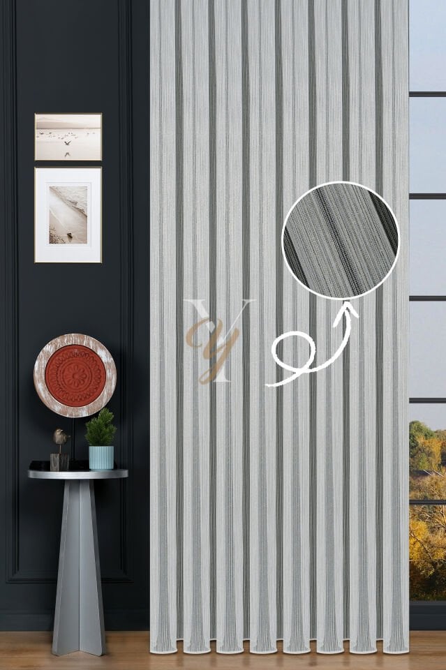 Yasemin Raporlu Çelik Tül Perde V-Gold