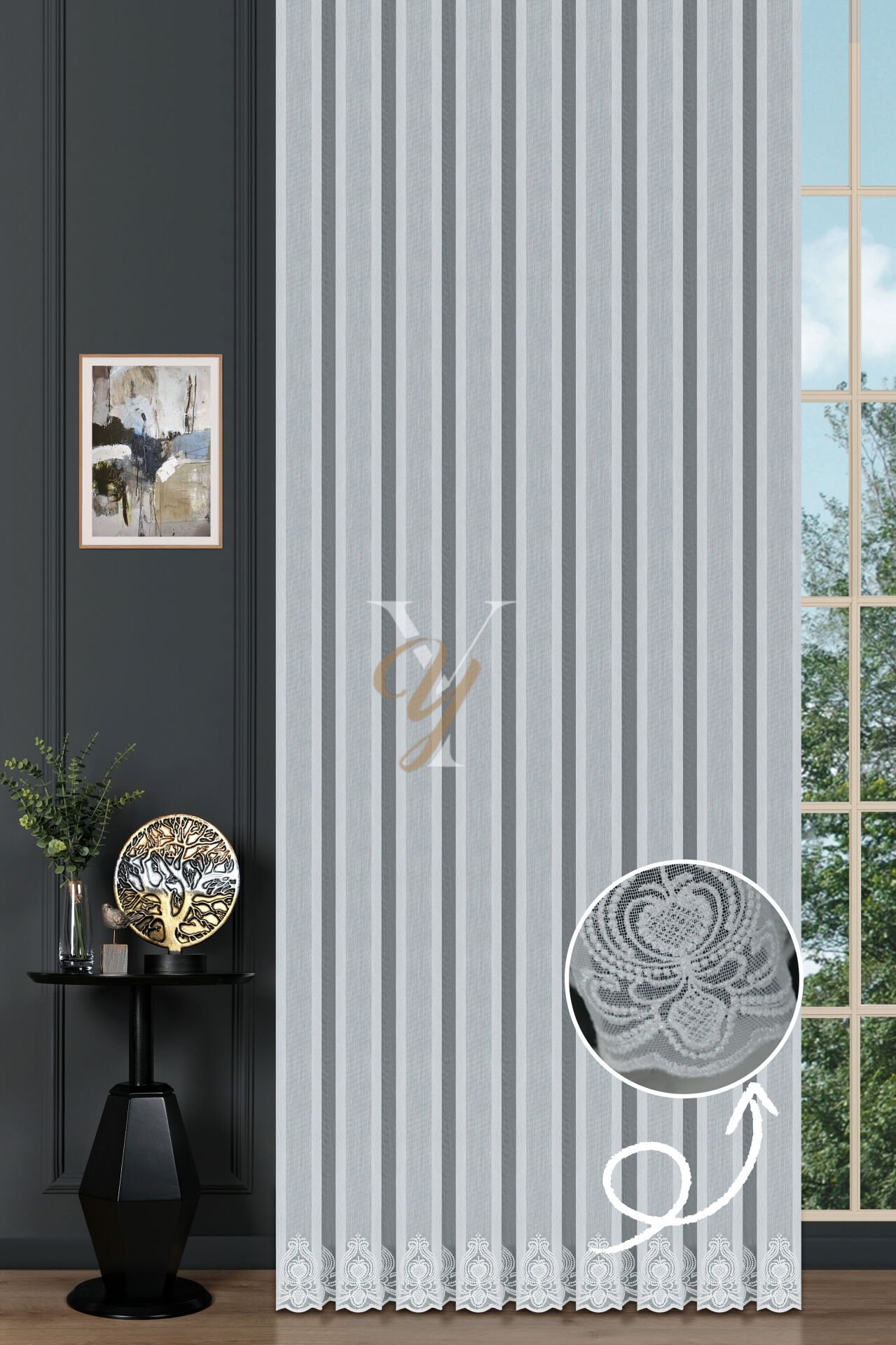 2506-1 Etek Tül Perde V-Fikse