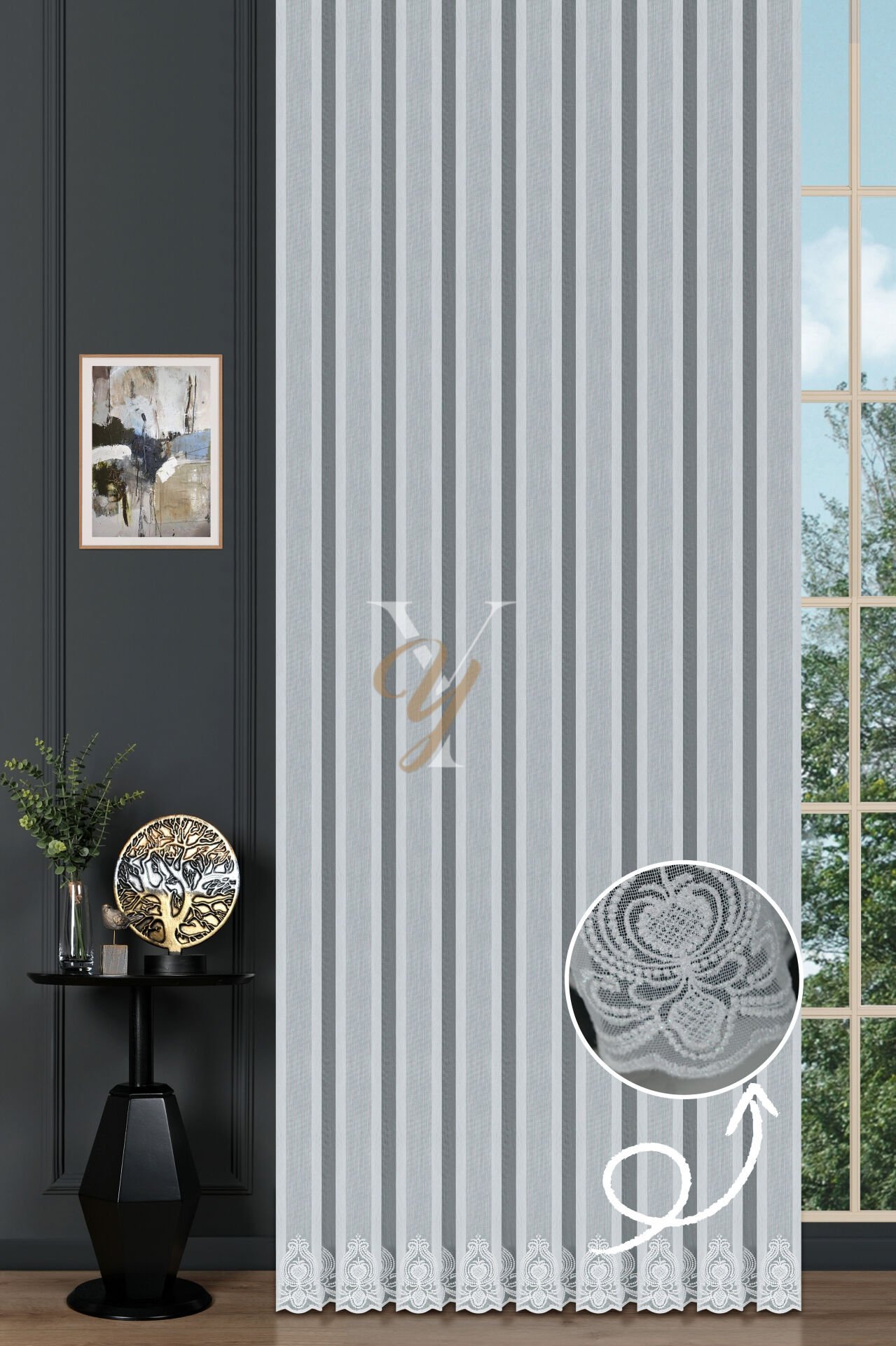 2506-1 Etek Tül Perde V-Fikse