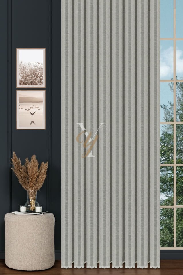 Piezzo Sedef Tül Perde V-Taş