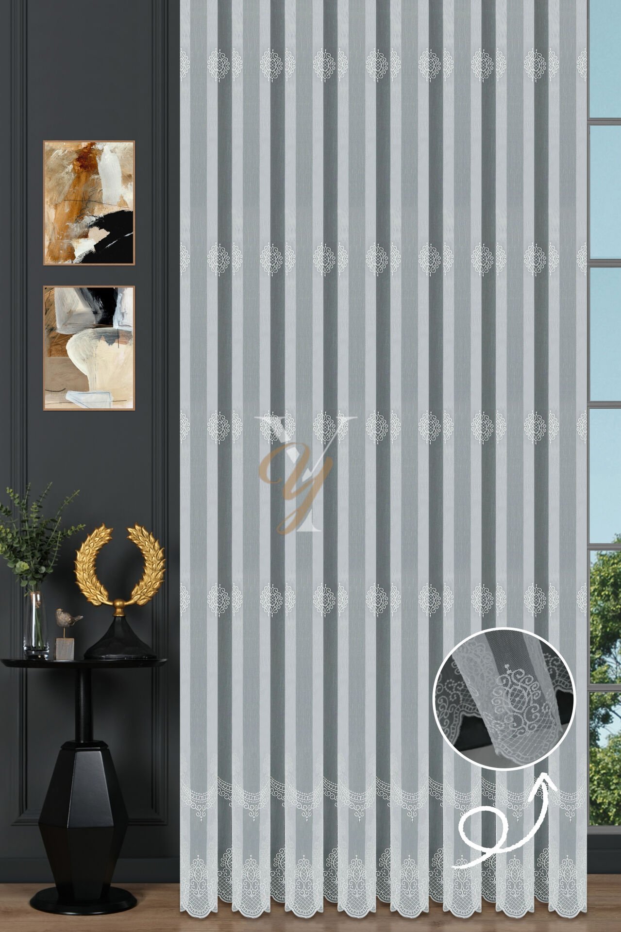 TT04 Tül Perde V-Ekru