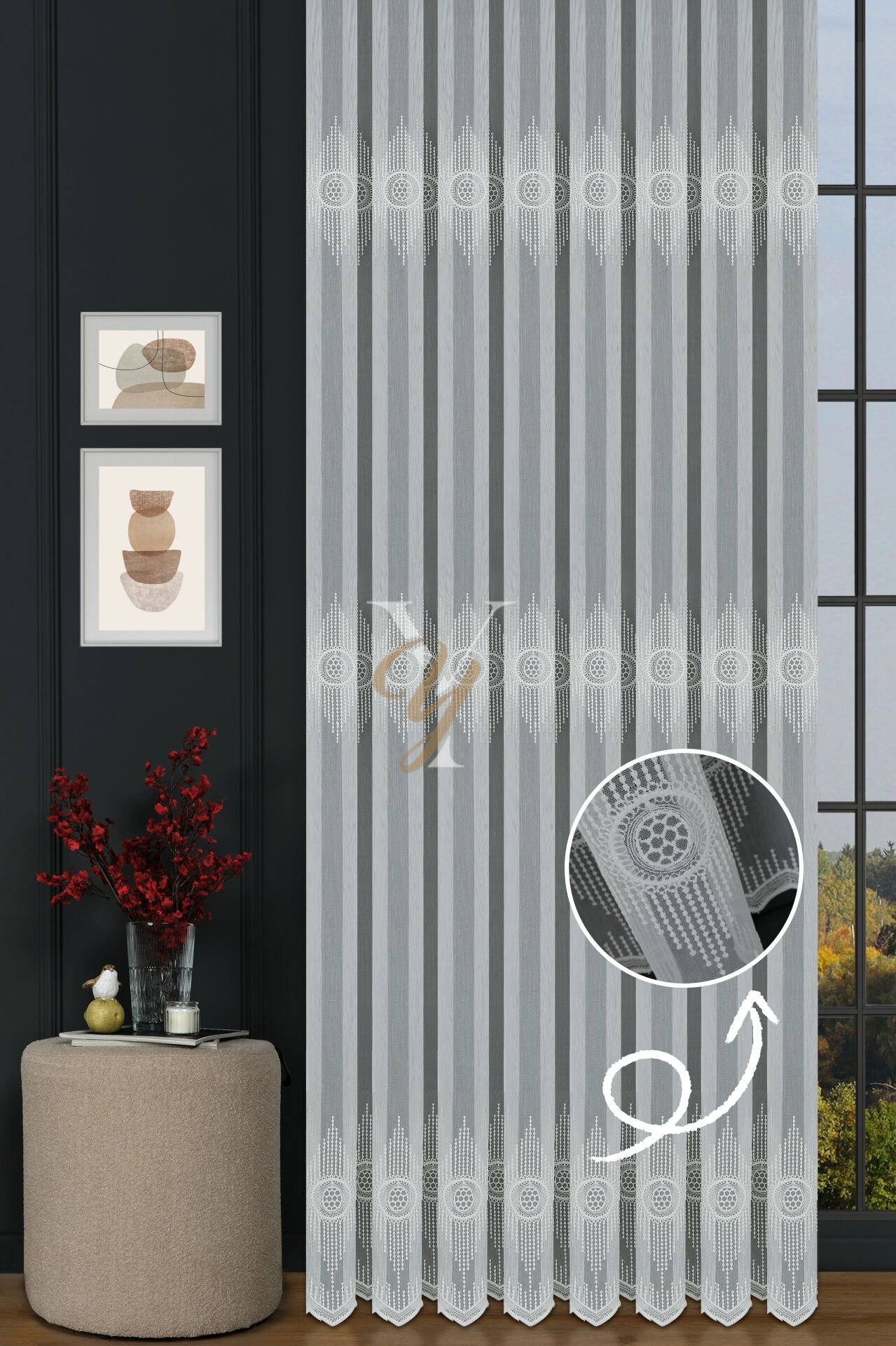 8P9553 - 12P9553 Tül Perde V-Fikse