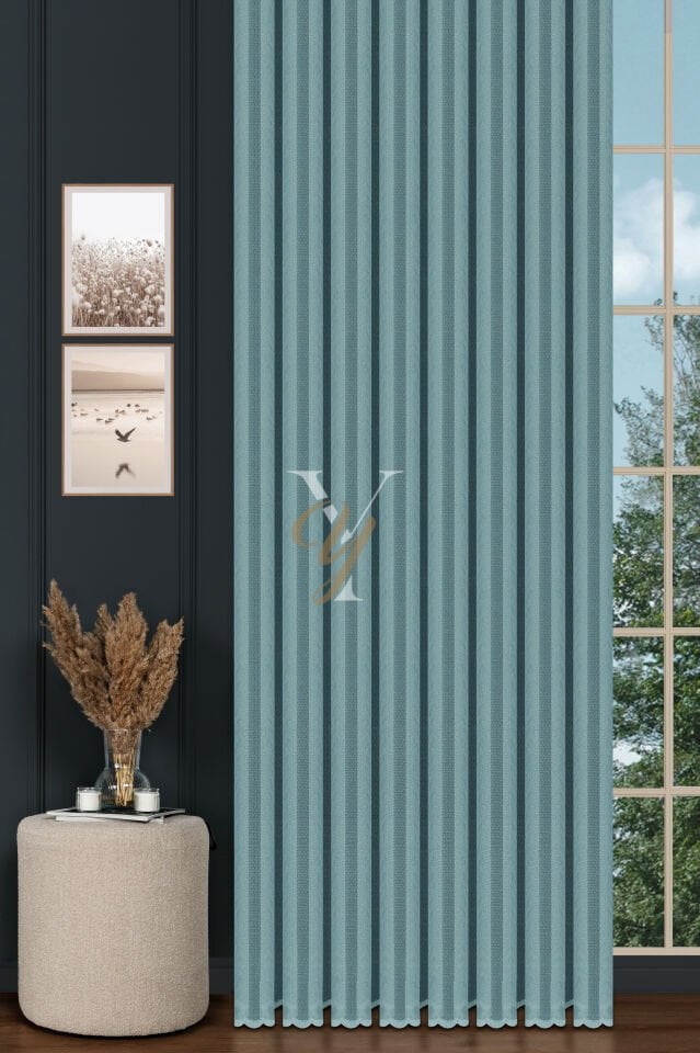 Piezzo Sedef Tül Perde V-Turkuaz