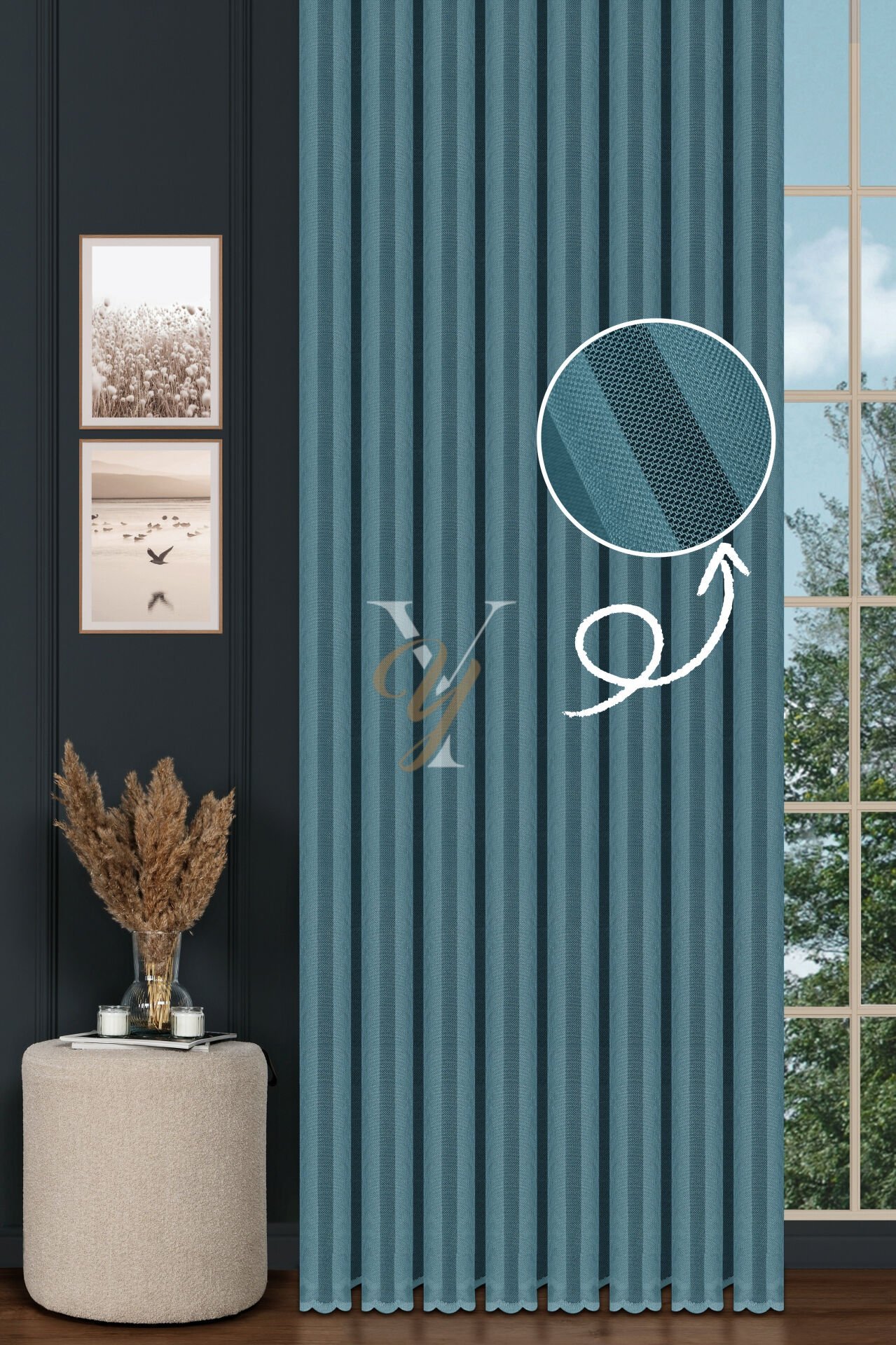 Piezzo Sedef Tül Perde V-Mint