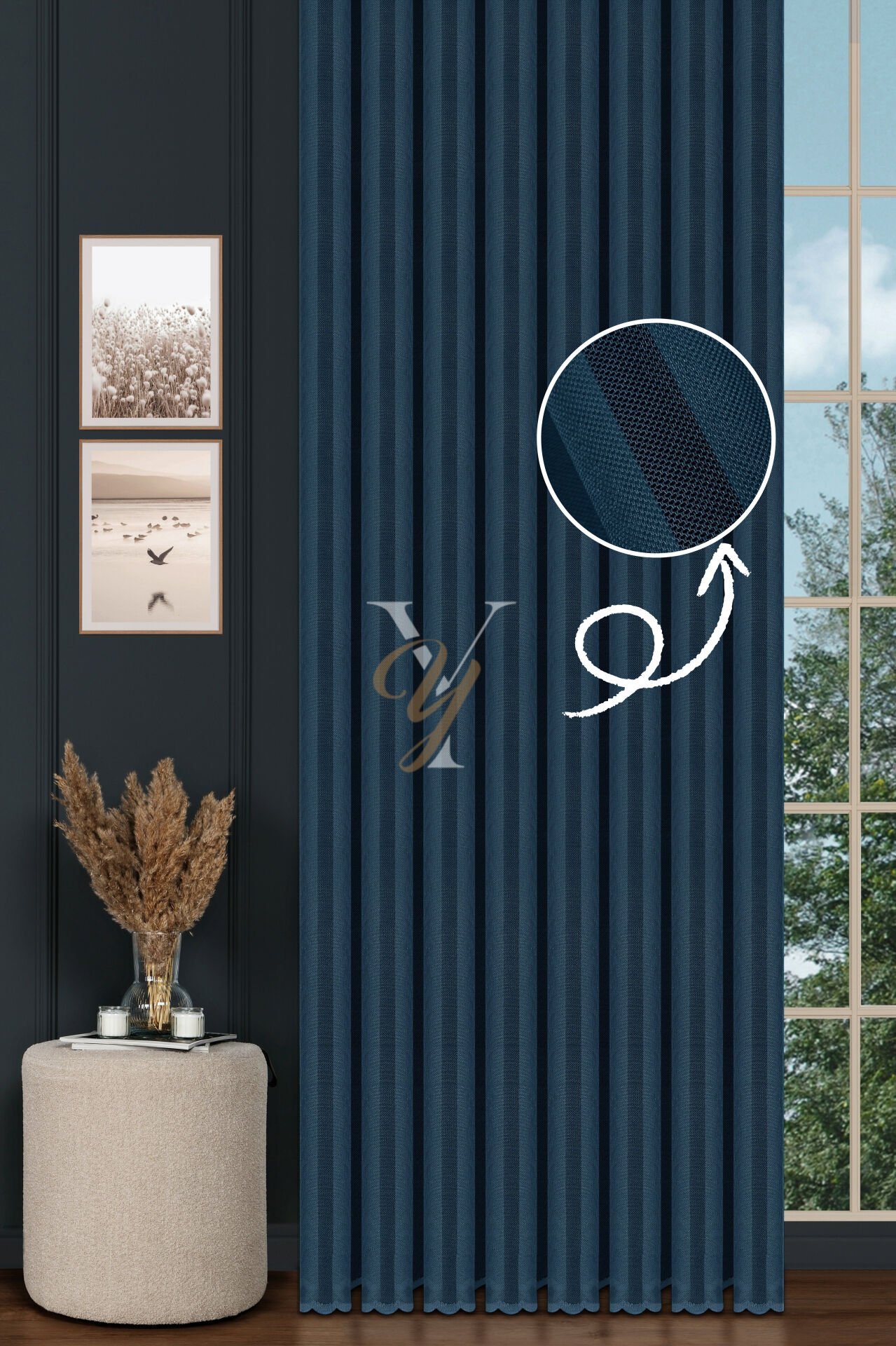 Piezzo Sedef Tül Perde V-Petrol