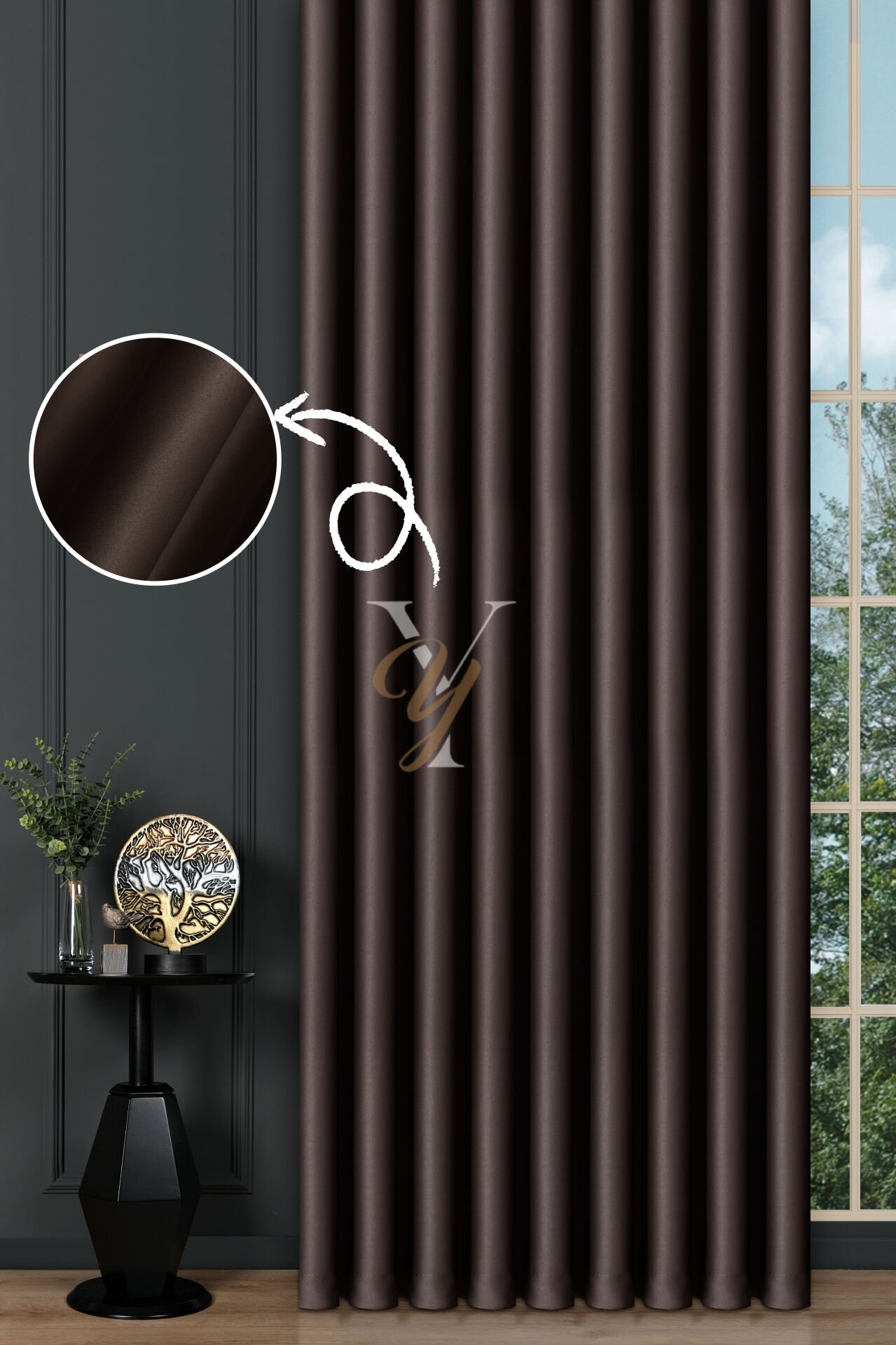 Blackout Fon Perde V-2011 Koyu Kahve