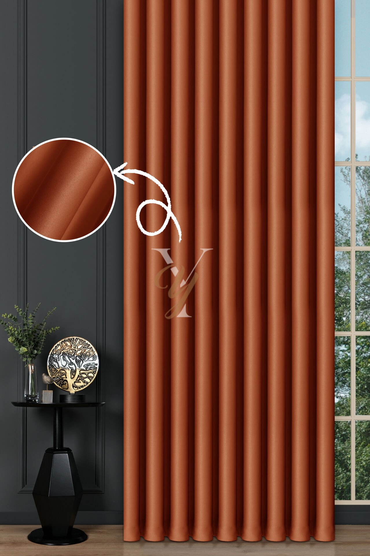 Blackout Fon Perde V-2019 Koyu Turuncu